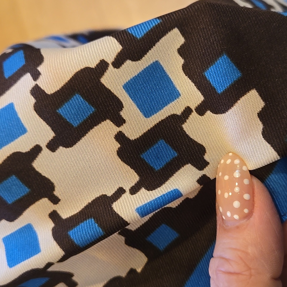 Jeau Dawg Paris Vintage Abstract Blue/Black Geometric Oblong Scarf - Picture 6 of 6